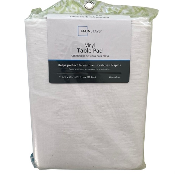 Mainstays Table Pad Vinyl White Rectangle Oblong 52x90 - Picture 1 of 5